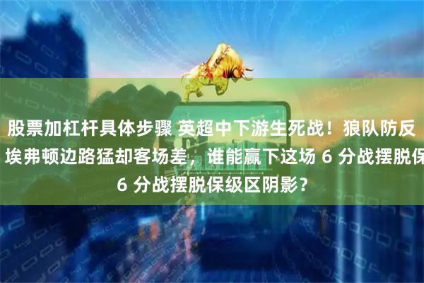 股票加杠杆具体步骤 英超中下游生死战！狼队防反稳却攻弱，埃弗顿边路猛却客场差，谁能赢下这场 6 分战摆脱保级区阴影？