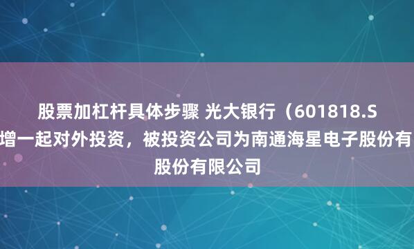 股票加杠杆具体步骤 光大银行（601818.SH）新增一起对外投资，被投资公司为南通海星电子股份有限公司
