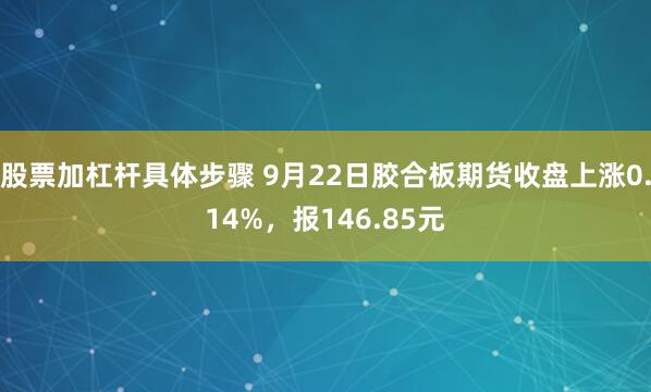 股票加杠杆具体步骤 9月22日胶合板期货收盘上涨0.14%，报146.85元